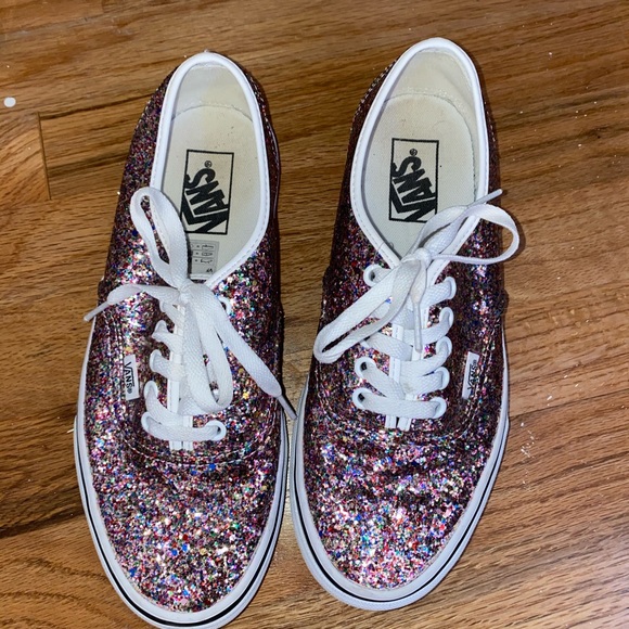 SOLD- rare Rainbow Glitter Low Top Lace-Up Vans! - Picture 2 of 4